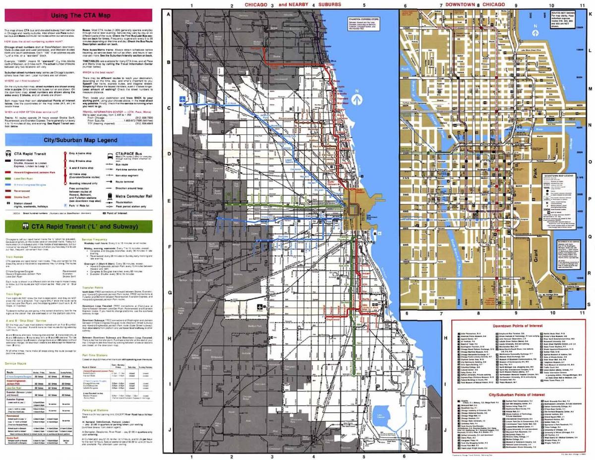 linie autobusowe Chicago mapie