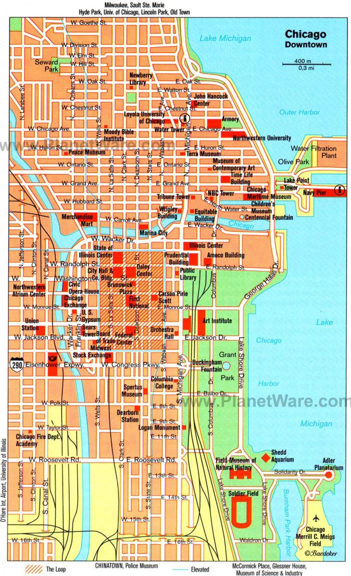 mapa muzeów w Chicago