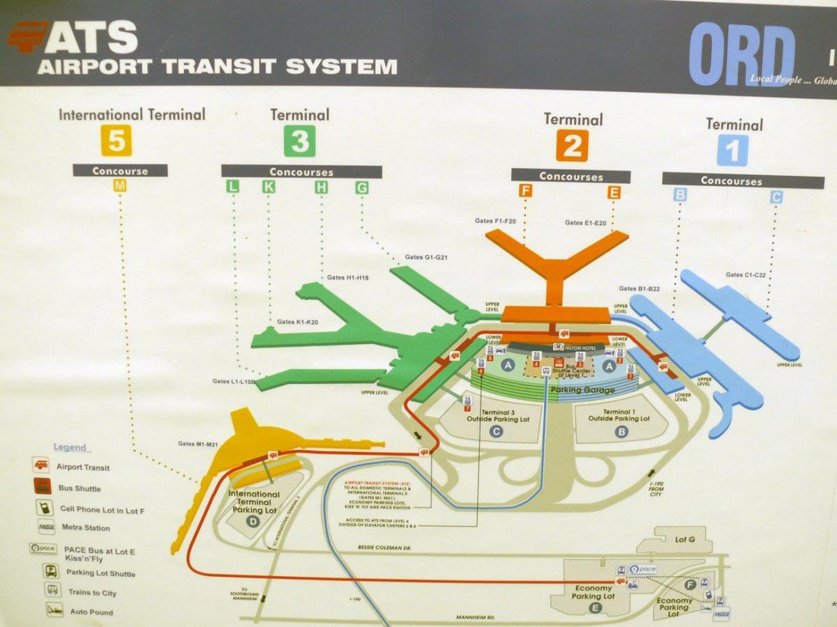 mapa lotniska O ' Hare w Chicago