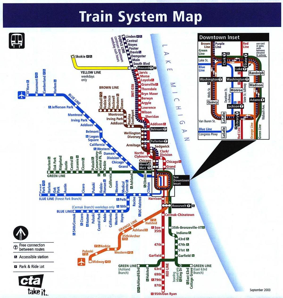 Metra linii Chicago mapie