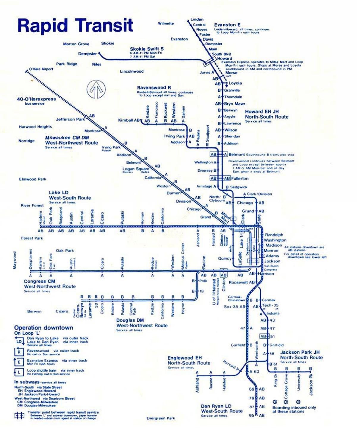 karta niebieska linia Chicago