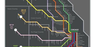 Metry pociągu na mapie Chicago