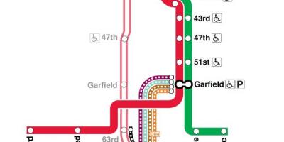 Chicago pociągu na mapie czerwoną linią