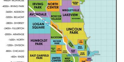 Dzielnice w Chicago mapie