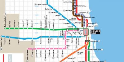 Mapa Chicago niebieskiej linii