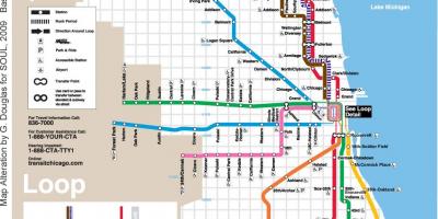 Chicago pociągu na mapie niebieska linia