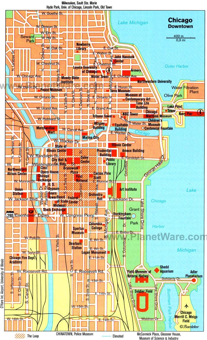 mapa muzeów w Chicago