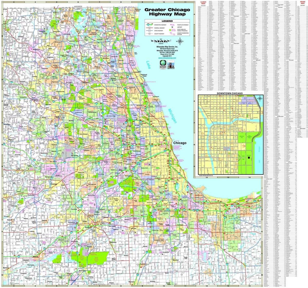 mapa autostrad w Chicago