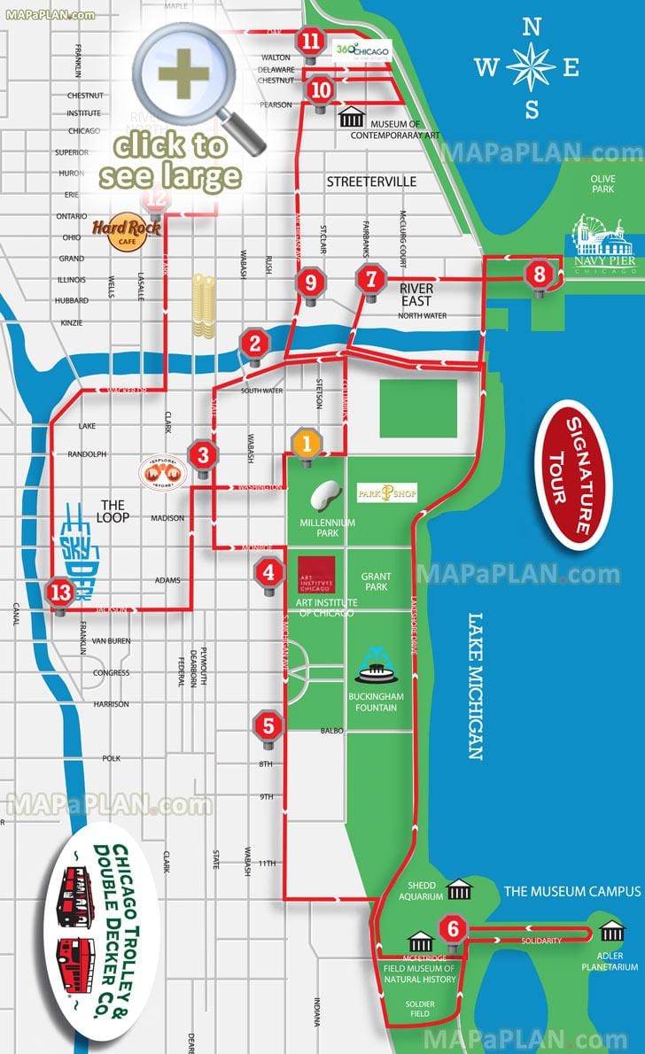 Chicago zabytki mapa