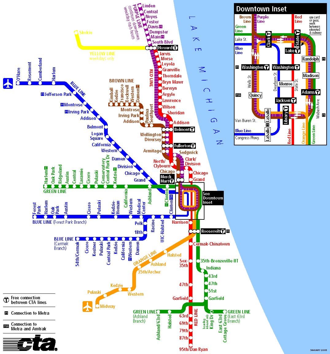 metro w Chicago mapie