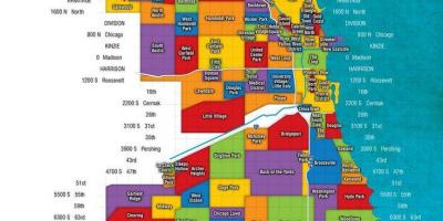 Chicago i na przedmieściach na mapie