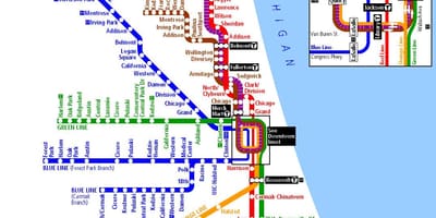 Metro w Chicago mapie