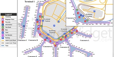 Mapa lotnisko O ' Hare w Chicago